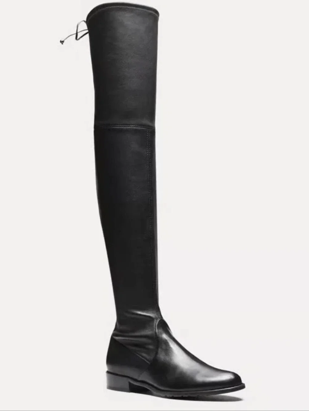 Stuart Weitzman Lowland Over-the-Knee Black Stretch Leather Boots